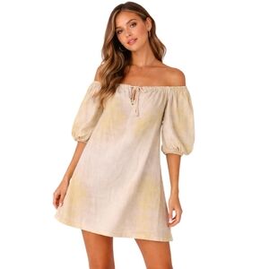 Jen's Pirate Booty Off the Shoulder Dress in Yellow/White in S